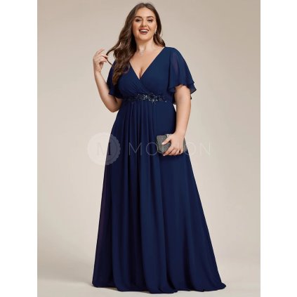 PLUS SIZE Dlouhé společenské šaty tmavě modré Ever Pretty EE01960NB - PLUS SIZE Společenské šaty, PLUS SIZE plesové šaty a PLUS SIZE svatební šaty - Modion.cz