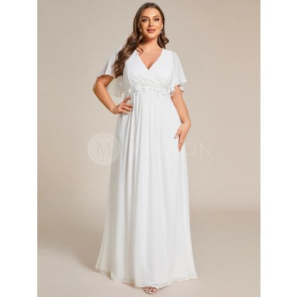 PLUS SIZE Popůlnoční šaty bílé Ever Pretty EE01960CR - PLUS SIZE Společenské šaty, PLUS SIZE plesové šaty a PLUS SIZE svatební šaty - Modion.cz