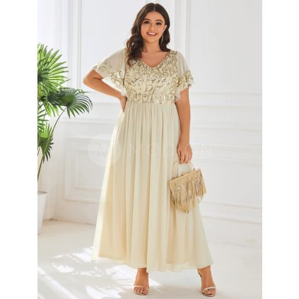 PLUS SIZE Šaty na svatbu krémové-zlaté Ever Pretty EE01583GD - PLUS SIZE Společenské šaty, PLUS SIZE šaty na svatbu, PLUS SIZE plesové šaty a PLUS SIZE svatební šaty - Modion.cz