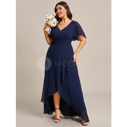 PLUS SIZE Společenské šaty asymetrické tmavě modré Ever Pretty ES01749NB - PLUS SIZE Společenské šaty, PLUS SIZE plesové šaty a PLUS SIZE svatební šaty - Modion.cz