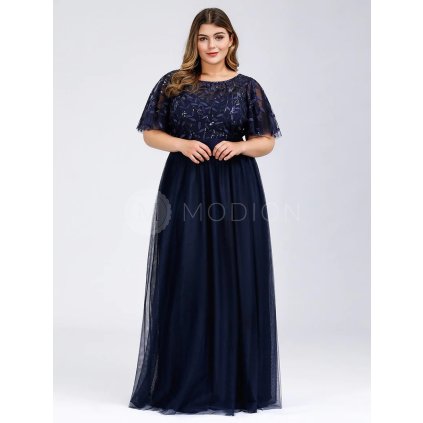 XXL společenské šaty tmavě modré Ever Pretty EP00904NV - PLUS SIZE Společenské šaty, PLUS SIZE plesové šaty a PLUS SIZE svatební šaty - Modion.cz