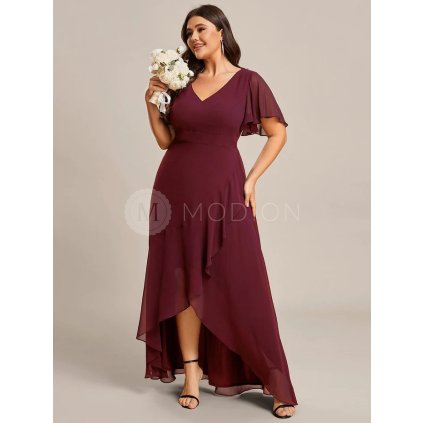 PLUS SIZE Společenské šaty asymetrické červené Ever Pretty ES01749BD - PLUS SIZE Společenské šaty, PLUS SIZE plesové šaty a PLUS SIZE svatební šaty - Modion.cz