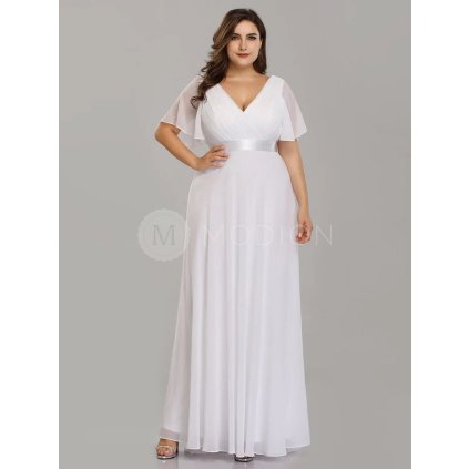 PLUS SIZE Popůlnoční šaty bílé Ever Pretty EP09890WH - PLUS SIZE Společenské šaty, PLUS SIZE plesové šaty a PLUS SIZE svatební šaty - Modion.cz