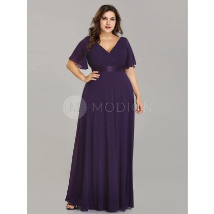 PLUS SIZE Společenské šaty fialové Ever Pretty EP09890DP - PLUS SIZE Společenské šaty, PLUS SIZE šaty na svatbu, PLUS SIZE plesové šaty a PLUS SIZE svatební šaty - Modion.cz