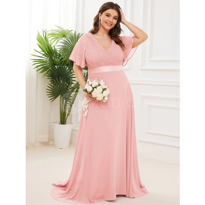 PLUS SIZE Společenské šaty růžové Ever Pretty EP09890PK - PLUS SIZE Společenské šaty, PLUS SIZE šaty na svatbu, PLUS SIZE plesové šaty a PLUS SIZE svatební šaty - Modion.cz