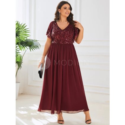 PLUS SIZE šaty na svatbu červené Ever Pretty EE01583BD - PLUS SIZE Společenské šaty, PLUS SIZE šaty na svatbu, PLUS SIZE plesové šaty a PLUS SIZE svatební šaty - Modion.cz