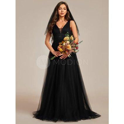 Černé svatební šaty EH0096ABK - Společenské šaty, šaty na svatbu, plesové šaty a svatební šaty - Modion.cz