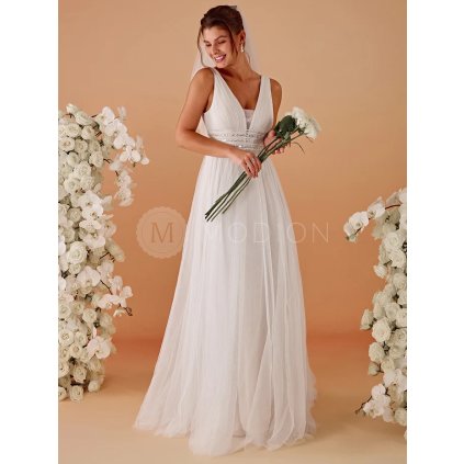 Svatební společenské šaty Ivory – Loredana (přední pohled)