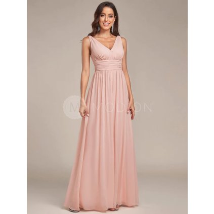 Společenské šaty růžové dlouhé šifonové plisované – Ever Pretty EP09016PK46