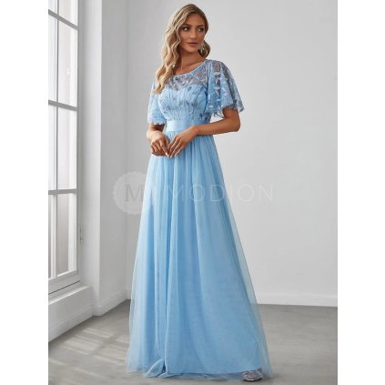 Společenské šaty bleděmodré dlouhé tylové s flitry – Ever Pretty EP00904BL36