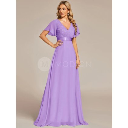Společenské dlouhé šaty levandulové fialové – Jessalyn (přední pohled)