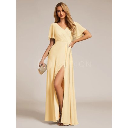 Společenské dlouhé šaty žluté – Tristana (přední pohled)