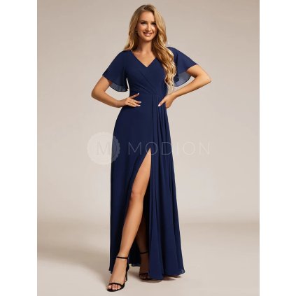 Společenské dlouhé šaty tmavě modré – Tristana (přední pohled)