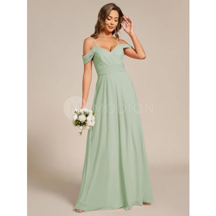 Šaty na svatbu zelené dlouhé šifonové elegantní – Ever Pretty ES02354MG