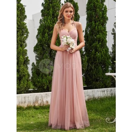 Společenské dlouhé šaty růžové – Bellisima (přední pohled)