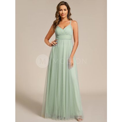 Společenské dlouhé šaty mátové zelené – Bellisima (přední pohled)