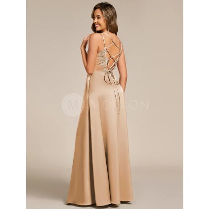Společenské dlouhé šaty zlaté – Luminara (přední pohled)