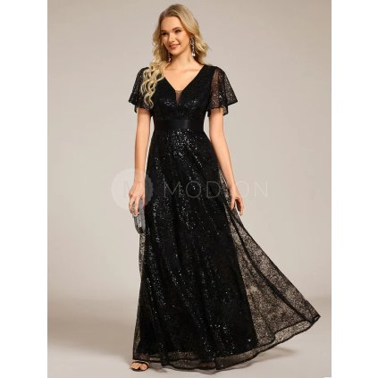 Společenské šaty dlouhé černé tylové celotřpytivé – Ever Pretty EE02314BK, prodává Modion.cz