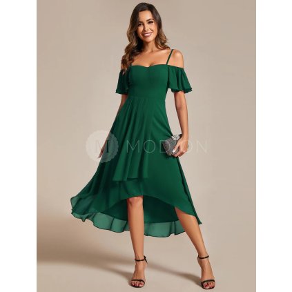 Společenské šaty zelené smaragdové asymetrické šifonové – Ever Pretty EG02103DG