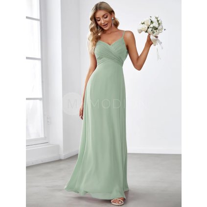 Šaty na svatbu mátově zelené dlouhé elegantní s výstřihem – Ever Pretty ES80026MG