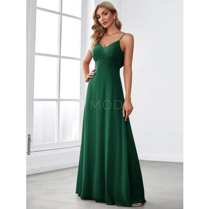 Společenské šaty tmavě zelené dlouhé šifonové – Ever Pretty ES80026DG
