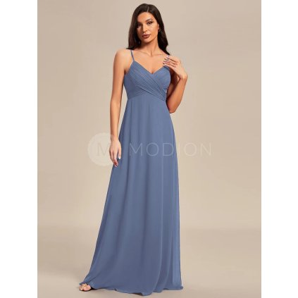 Společenské šaty modrošedé dlouhé šifonové – Ever Pretty ES80026DN