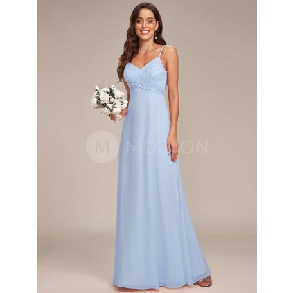Šaty na svatbu ledově modré dlouhé elegantní s výstřihem – Ever Pretty ES80026IB
