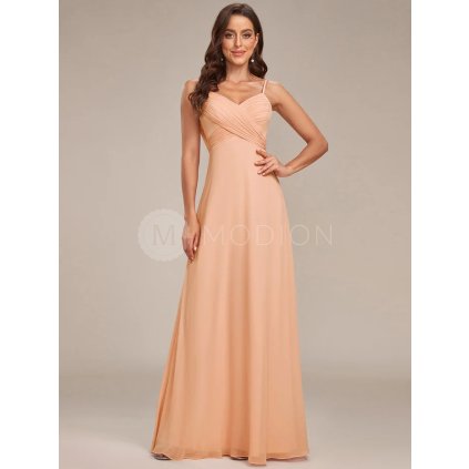 Společenské šaty broskvové dlouhé šifonové – Ever Pretty ES80026PE