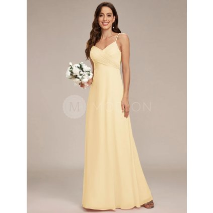 Šaty na svatbu světle žluté dlouhé elegantní s výstřihem – Ever Pretty ES80026YL