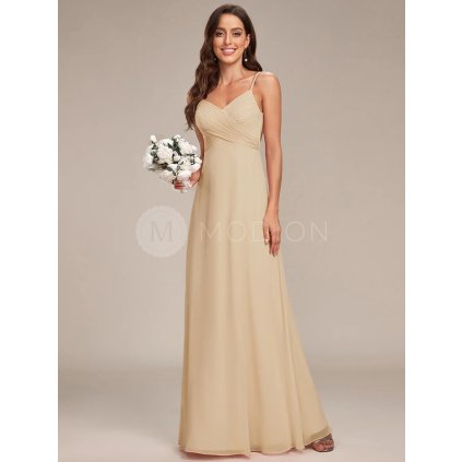 Šaty na svatbu champagne béžové dlouhé elegantní – Ever Pretty ES80026CH