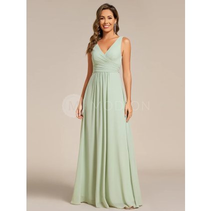 Společenské dlouhé šaty mátové zelené – Amorette (přední pohled)