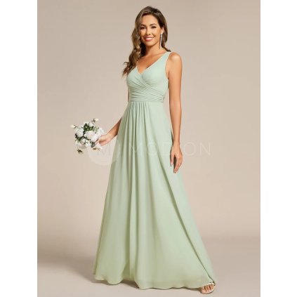 Šaty na svatbu mátově zelené na ramínka s áčkovým střihem – Ever Pretty ES02355MG