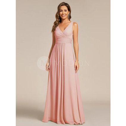 Společenské dlouhé šaty růžové – Amorette (přední pohled)