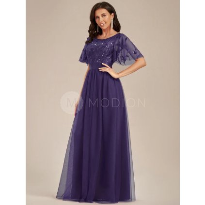 Společenské šaty světle fialové dlouhé tylové s flitry – Ever Pretty EP00904DP