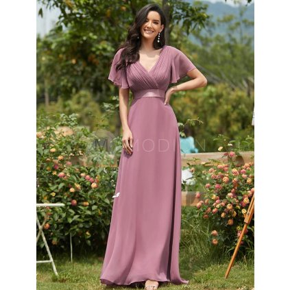 Společenské šaty dlouhé růžové šifonové – Ever Pretty EP09890OD, prodává Modion.cz