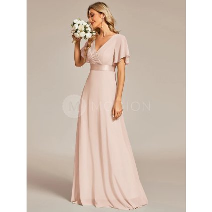 Šaty na svatbu dlouhé růžové šifonové – Ever Pretty EP09890BH, prodává Modion.cz