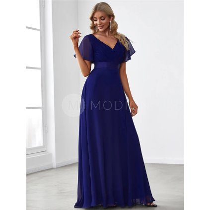 Šaty na svatbu dlouhé modré šifonové – Ever Pretty EP09890RB, prodává Modion.cz