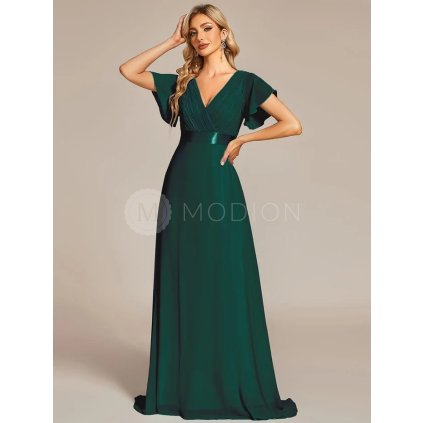 Společenské dlouhé šaty smaragdové zelené – Jessalyn (přední pohled)