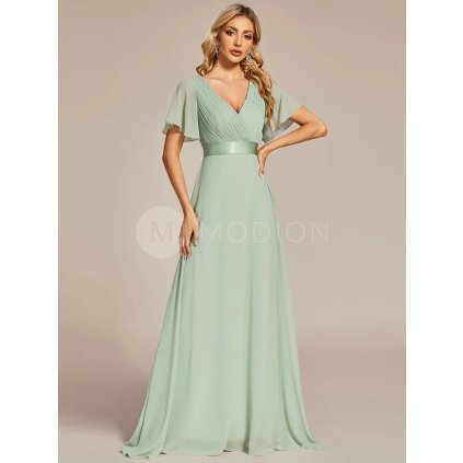 Společenské dlouhé šaty mátové zelené – Jessalyn (přední pohled)