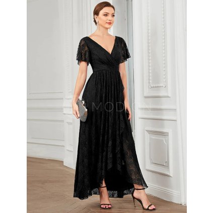 Společenské šaty černé dlouhé krajkové – Ever Pretty EE01489BK