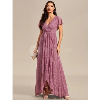 Společenské šaty starorůžové dlouhé krajkové – Ever Pretty EE01489OD