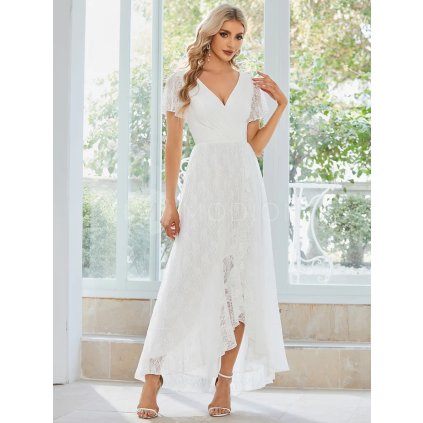 Svatební šaty bílé dlouhé krajkové – Ever Pretty EE01489WH