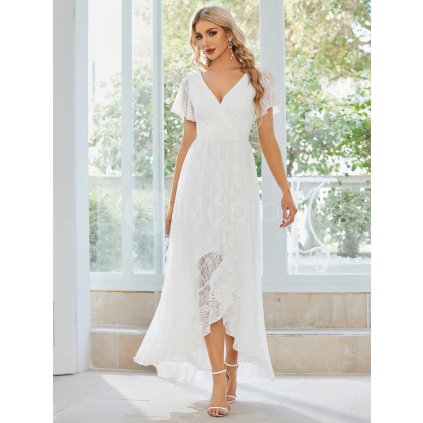 Společenské šaty bílé dlouhé krajkové – Ever Pretty EE01489WH
