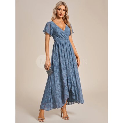 Společenské šaty modrošedé dlouhé krajkové – Ever Pretty EE01489DN
