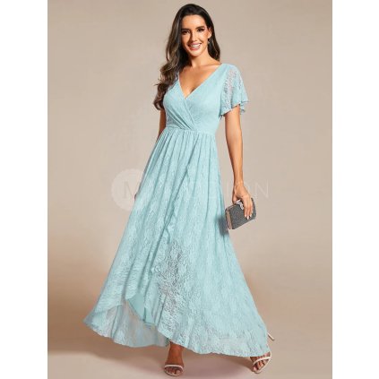 Společenské šaty bleděmodré dlouhé krajkové – Ever Pretty EE01489BL