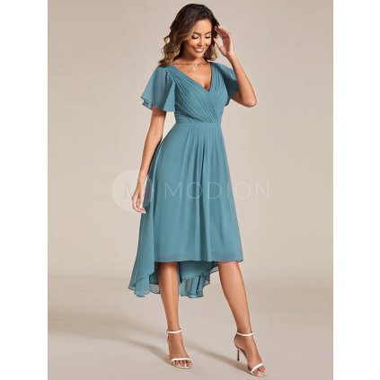 Plesové šaty modrozelené krátké asymetrické – Ever Pretty EG01923DB