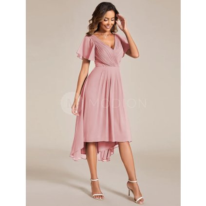 Plesové šaty starorůžové krátké asymetrické – Ever Pretty EG01923DR