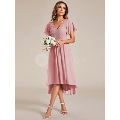Šaty na svatbu starorůžové krátké asymetrické – Ever Pretty EG01923DR