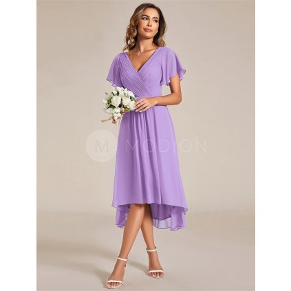 Šaty na svatbu levandulové krátké asymetrické – Ever Pretty EG01923LV