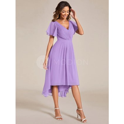 Plesové šaty levandulové krátké asymetrické – Ever Pretty EG01923LV